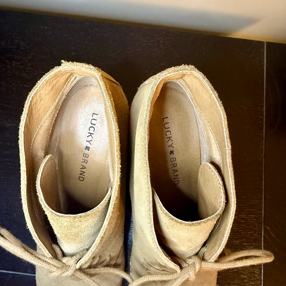 Women's Tan Wedge Ankle Boots - Picture 5 of 7